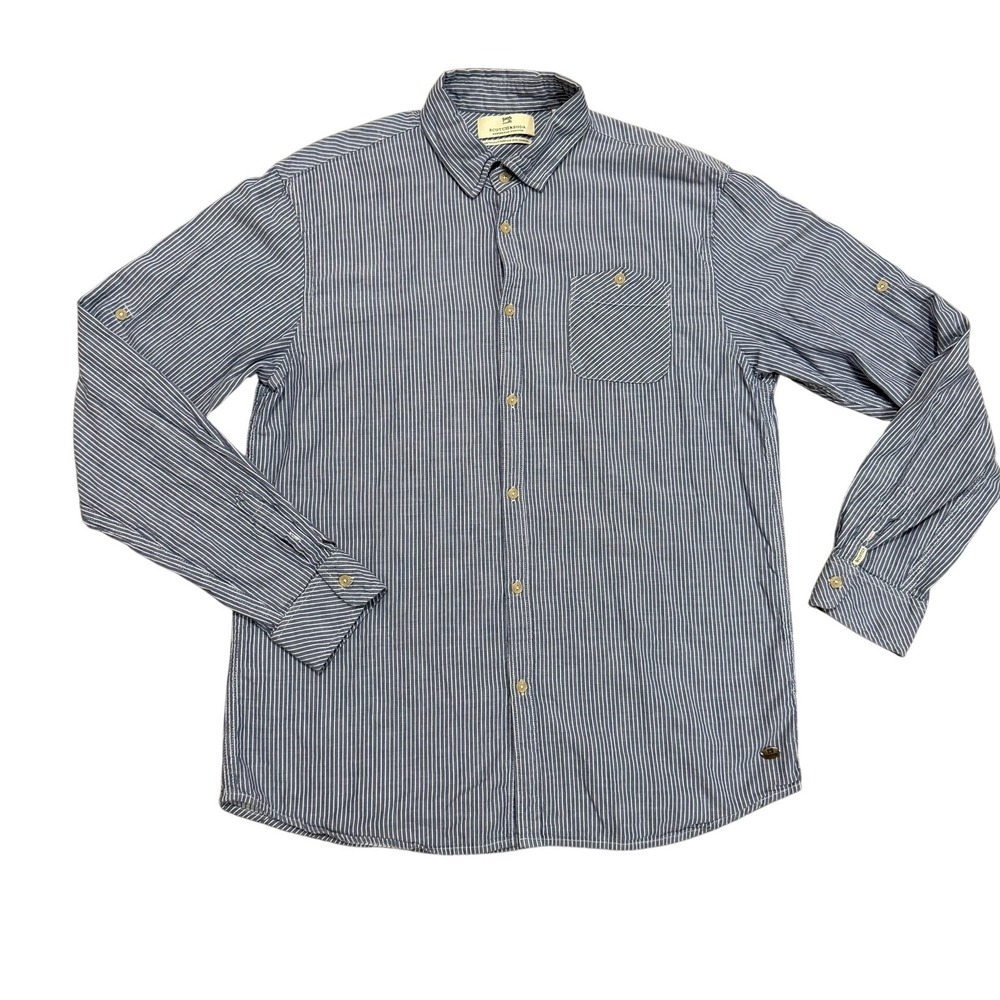 Scotch & Soda Men's Blue Striped‎ Long Sleeve Shirt Size XXL Career Business